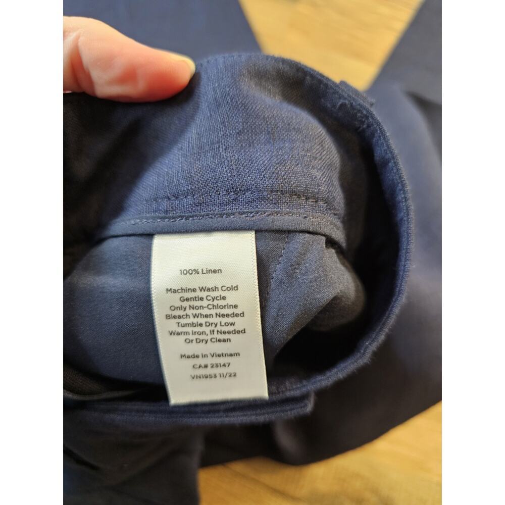 Talbots Bristol Crop Leg 100% Linen Pants Women’s Size 6P Navy High Rise - Picture 6 of 11